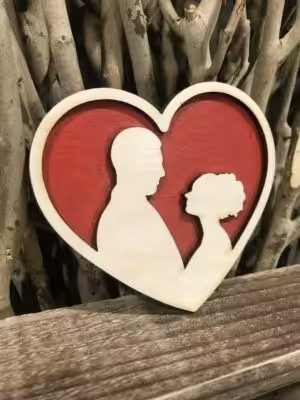 Alternative view of ΞΓ1029 (10χ9) Red couple heart wood