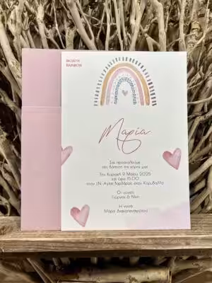 Alternative view of Προσκλητήρια βάπτισης ΒΚ1801Κ RAINBOW (14,5Χ20)